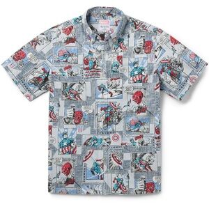 NWT Reyn Spooner Hawaii Marvel Captain America  Men's Comic Print Shirt - L